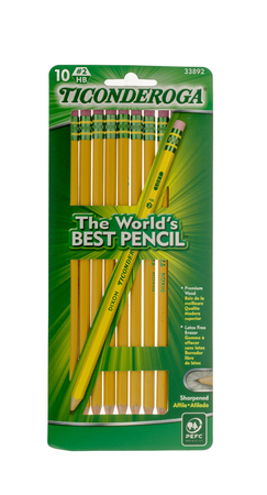 Winneconne, WI - 12 April 2016:  Package of Ticonderoga pencil's on an isolated background.のeditorial素材
