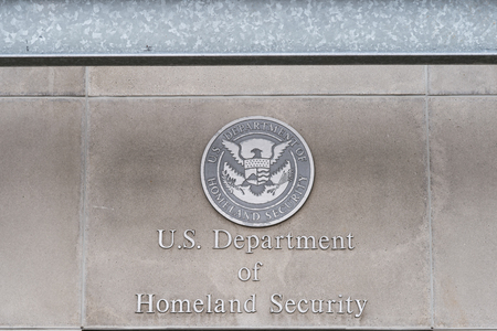 Milwaukee, WI - 8 March 2016:  U.S, Department of Homeland Security logo on a federal buildingのeditorial素材