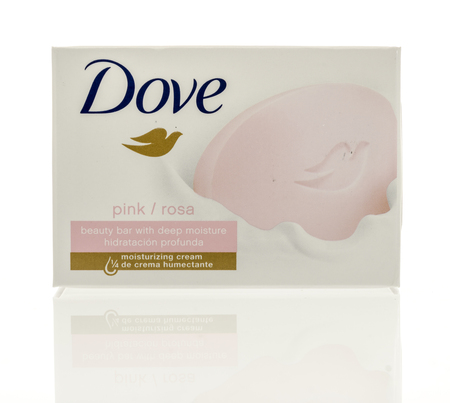 Winneconne, WI - 7 September 2016:  Box of Dove soap pink beauty bar with deep moisture on an isolated background.のeditorial素材