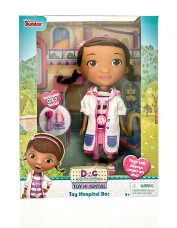 Winneconne, WI - 13 November 2016: Package of Disney Junior Doc Mcstuffins on an isolated background.のeditorial素材