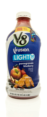 Winneconne, WI - 13 May 2017: A bottle of V8 fusion light juice on an isolated background.のeditorial素材