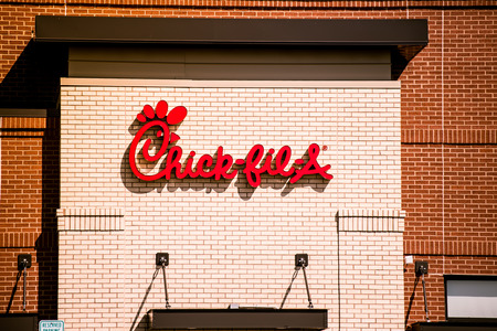 Madison, WI - 13 September 2017:  Chick fil A sign on the side of a restaurant.