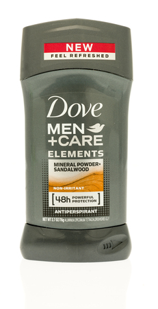 Winneconne, WI - 19 September 2017:  A stick of Dove Men and care elements deodorant on an isolated background.のeditorial素材