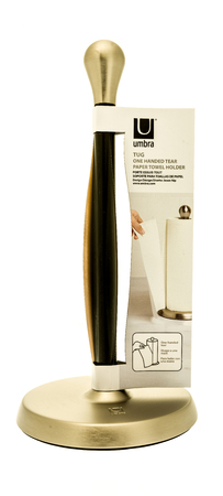 Winneconne, WI - 20 September 2017:  An Umbra tug one handed tear paper towel holder on an isolated background.のeditorial素材