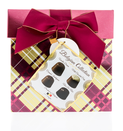 Winneconne, WI - 14 December 2017: A package of Belvaux Belgian chocolate on an isolated background.のeditorial素材