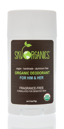 Winneconne, WI - 21 December 2018:  A stick of deodorant by  Sky Organics organic deodorant on an isolated background.のeditorial素材