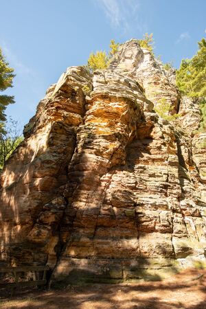A 300 foot high rock outcropping located in Rochi-A Cri state park in Wisconsin