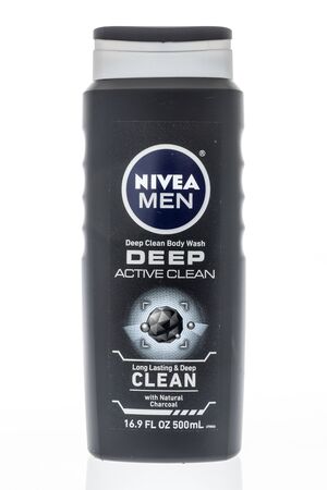 Winneconne, WI - 5 January 2019 : A bottle of Nivea men deep clean body wash on an isolated backgroundのeditorial素材