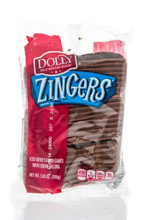 Winneconne, WI - 14 January 2019 : A package of Dolly madison bakery zingers on an isolated backgroundのeditorial素材