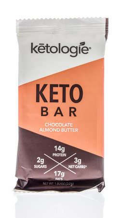 Winneconne,  WI - 7 March 2020:  A package of ketologie keto bar on an isolated background.のeditorial素材