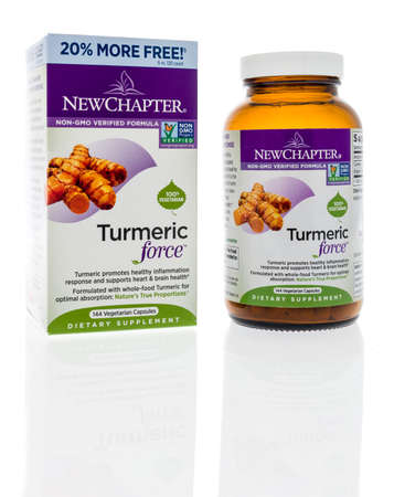 Winneconne,  WI - 31 March 2020:  A package of New Chapter turmeric force supplement on an isolated background.のeditorial素材