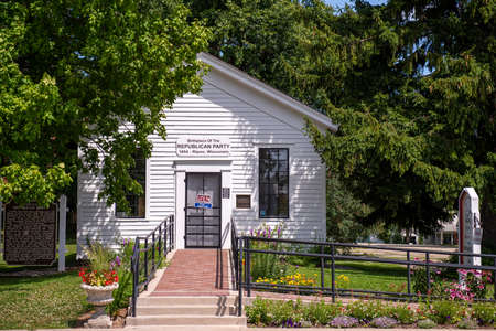 Ripon, WI - 25 July 2020:  The Republican Schoolhouse, also known as Little White Schoolhouse or Birthplace of the Republican Party for its role in the 1854 founding of the Republican Party.のeditorial素材
