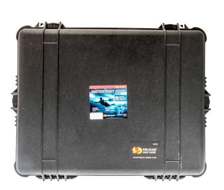 Winneconne , WI - 16 August 2020:  A package of a Pelican water tight protector case on an isolated...