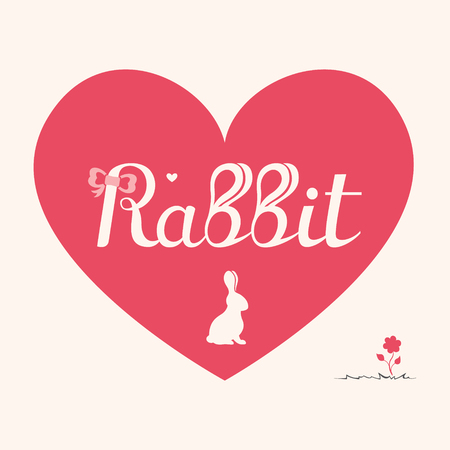 stylized inscription in the rabbit heartのイラスト素材
