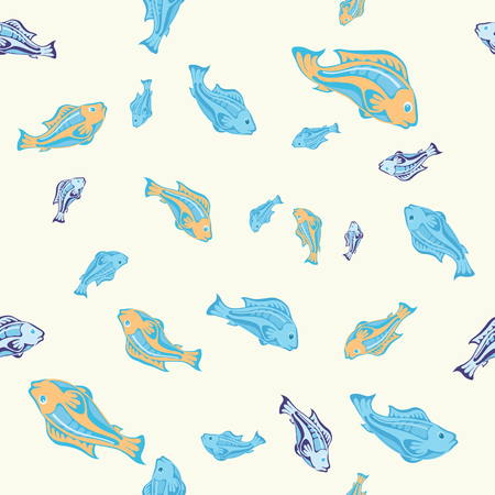 seamless pattern colored fishのイラスト素材