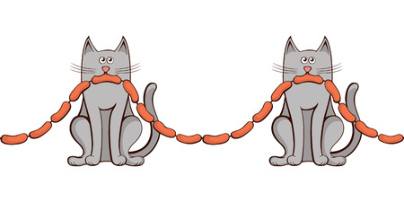 Cats and sausage seamless patternのイラスト素材