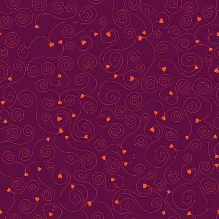 Seamless pattern hearts and swirlsのイラスト素材