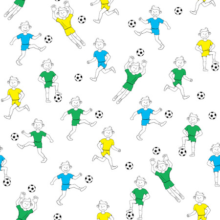 seamless pattern boy playing footballのイラスト素材
