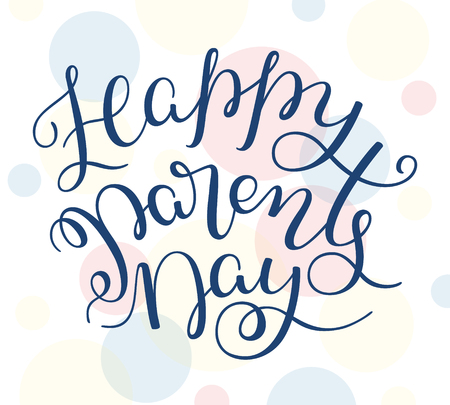 Happy Parents Day hand lettering on colored background. Template for card, poster, print.のイラスト素材