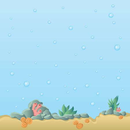 Sea bottom. Underwater landscape illustration.のイラスト素材