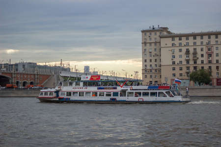 Moscow, Russia, August 12, 2018 - Tourist pleasure boat on the Moscow riverのeditorial素材