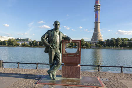 Moscow, Russia, August 14, 2018 - Monument to Zvorykin in Moscowのeditorial素材