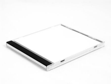 White and black square box for surfaces the CD or the DVD. White background.の写真素材