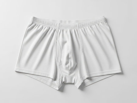 The image showcases a pair of white underwear laid out on a plain, light-colored background. The underwear features a simple, clean design with an elastic waistband and a classic cut. The fabric appears soft and comfortable, suitable for everyday wear. The overall presentation is minimalistic, highlighting the underwear's straightforward and functional design.の素材