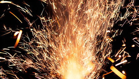 sparks from welding on a black background. close upの写真素材