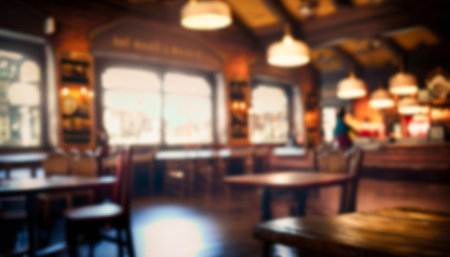 Blurred background : Coffee shop blur background with bokeh image.の写真素材