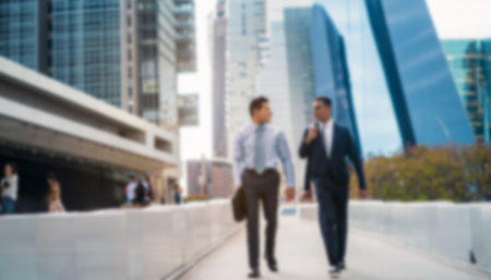 Blurred background of business people walking in the city, blurred backgroundの写真素材