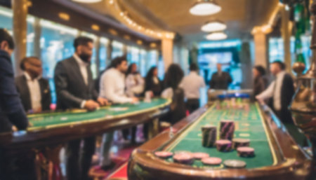 Blurred image of people playing roulette in casino - vintage effect style picturesの写真素材