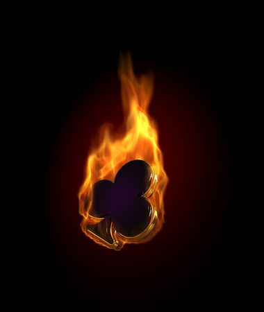 Gambling illustration with burning clubsの写真素材