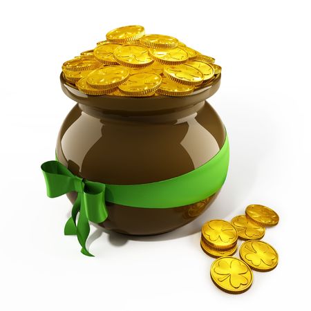 Pot of gold in white.  3d modeling, photorealistic render の写真素材