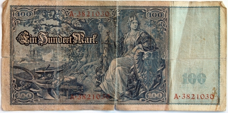 Vintage withdrawn 100 Mark banknote of the Deutsches Reich  German Empire , year 1908のeditorial素材