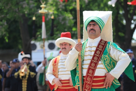 Istanbul, Turkey-May 29, 2012: Traditional Ottoman army band or janissary band performed a show...