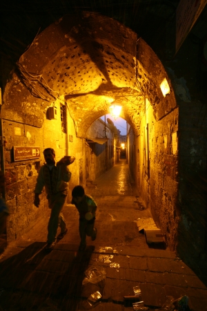 Tourists are visiting the bazaar in Aleppo City,Syriaのeditorial素材