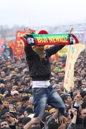 Istanbul,Turkey - March, 20, 2011: Kurds celebrating their traditional feast Newroz that means 'new day' in kurdish on March 20, 2011 in Istanbul, Turkeyのeditorial素材