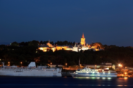 Night view of Topkapi Palaceのeditorial素材
