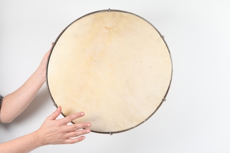 The image of ethnic Turkish drum under the white background