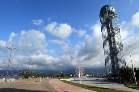 BATUMI, GEORGIA - OCT 27  Building of Batumi Technological University, Tower Alphabet on October 27, 2013 in Batumi, Georgia  In recent years Batumi is a lot of modern construction for tourism developmenのeditorial素材