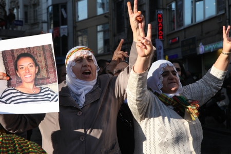 ISTANBUL, TURKEY-JANUARY 9  Demonstration marking the anniversary of the murder last year of three Kurdish women in Paris was put down by the police on January 9 2014 in Istanbul,Turkey のeditorial素材