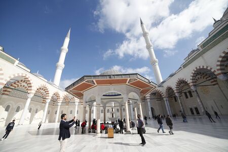 ISTANBUL, TURKEY-OCTOBER 25, 2019: President Recep Tayyip Erdogan officially inaugurated Turkey`s biggest place, the Grand Camlica Mosque on October 25, 2019.のeditorial素材