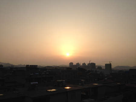 Landscape view of the city during sunsetのeditorial素材