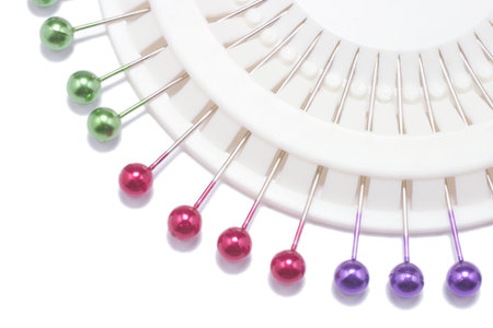Sowing Pins on white background with shadow