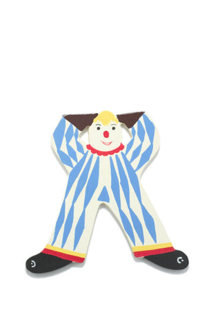 Clown Figure on white background with shadowの写真素材