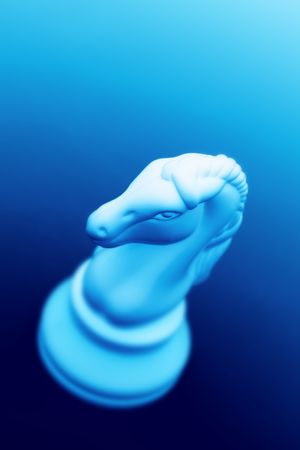 Knight on blue backgroundの写真素材