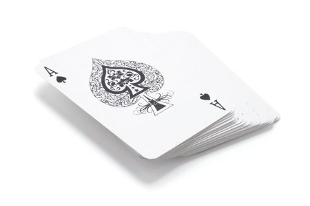 Playing cards drop out on white backgroundのeditorial素材