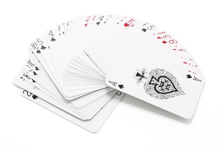 Playing cards drop out on white backgroundのeditorial素材