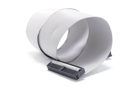 Computer Ribbon Cable on White Backgroundの写真素材